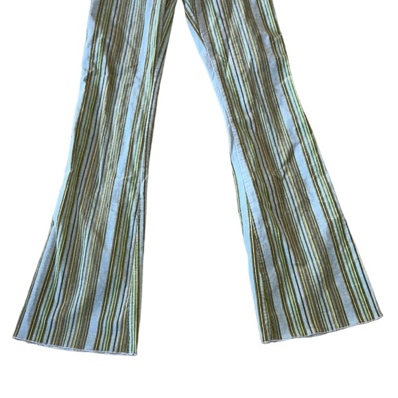 Hale Bob Vintage Retro Lace Up Striped Embroidered Corduroy Flared Pants - 2 - Picture 4 of 11